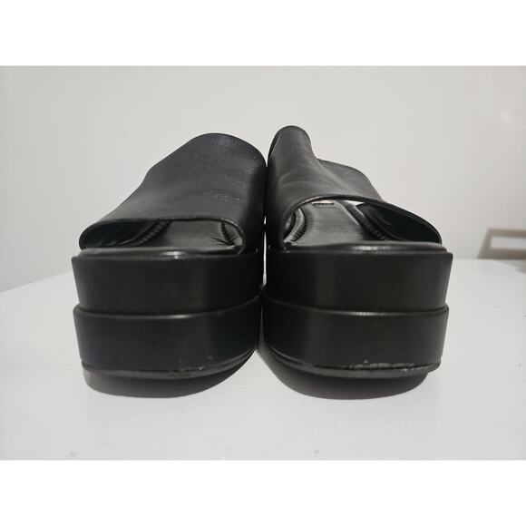 Steve Madden Black Platform Wedge Sandal Womens 7 Slip On Square Toe - Picture 4 of 15